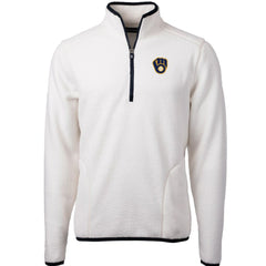 Milwaukee Brewers Cutter & Buck Cascade Eco Sherpa Fleece Quarter-Zip Pullover Jacket - White/Navy