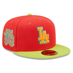 Los Angeles Dodgers 1978 World Series Lava Highlighter Combo 59FIFTY Fitted Hat - Red/Neon Green | New Era
