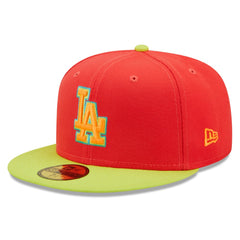 Los Angeles Dodgers 1978 World Series Lava Highlighter Combo 59FIFTY Fitted Hat - Red/Neon Green | New Era