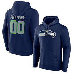 Seattle Seahawks Team Authentic Personalized Name & Number Pullover Hoodie - College Navy discount