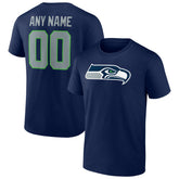 Seattle Seahawks Team Authentic Personalized Name & Number T-Shirt - College Navy outlet