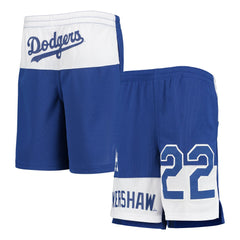 Clayton Kershaw Los Angeles Dodgers Youth Pandemonium Name & Number Shorts - Royal