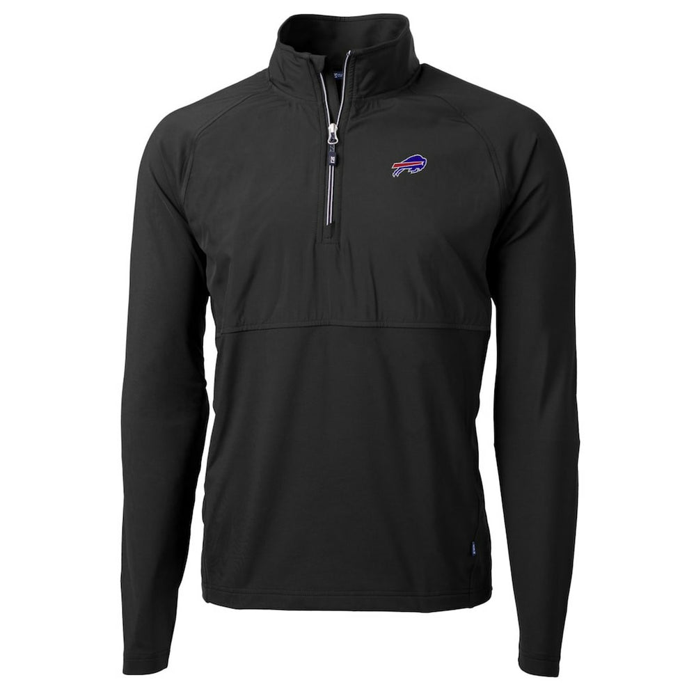 Buffalo Bills Cutter & Buck Adapt Eco Knit Hybrid Recycled Quarter-Zip Raglan Jacket - Black for sale