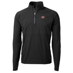 San Francisco 49ers Cutter & Buck Adapt Eco Knit Hybrid Recycled Quarter-Zip Raglan Jacket - Black sale