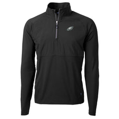Philadelphia Eagles Cutter & Buck Adapt Eco Knit Hybrid Recycled Quarter-Zip Raglan Jacket - Black for sale