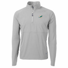 Miami Dolphins Cutter & Buck Adapt Eco Knit Hybrid Recycled Quarter-Zip Raglan Jacket - Gray cheap