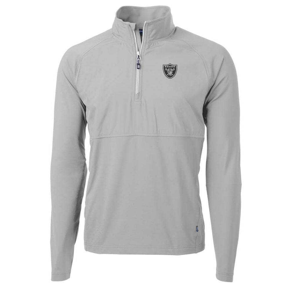 Las Vegas Raiders Cutter & Buck Adapt Eco Knit Hybrid Recycled Quarter-Zip Raglan Jacket - Gray for sale