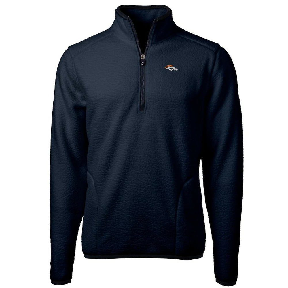 Denver Broncos Cutter & Buck Big & Tall Cascade Eco Sherpa Fleece Quarter-Zip Pullover Jacket - Navy for sale