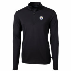 Pittsburgh Steelers Cutter & Buck Big & Tall Virtue Eco Pique Quarter-Zip Pullover Jacket - Black for sale