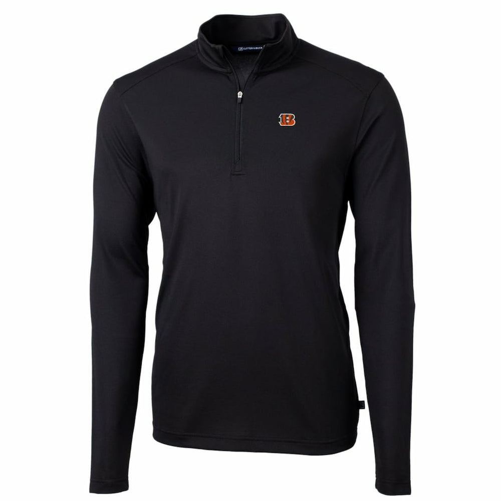 Cincinnati Bengals Cutter & Buck Big & Tall Virtue Eco Pique Quarter-Zip Pullover Jacket - Black outlet