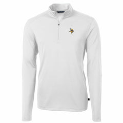 Minnesota Vikings Cutter & Buck Big & Tall Virtue Eco Pique Quarter-Zip Pullover Jacket - White on sale
