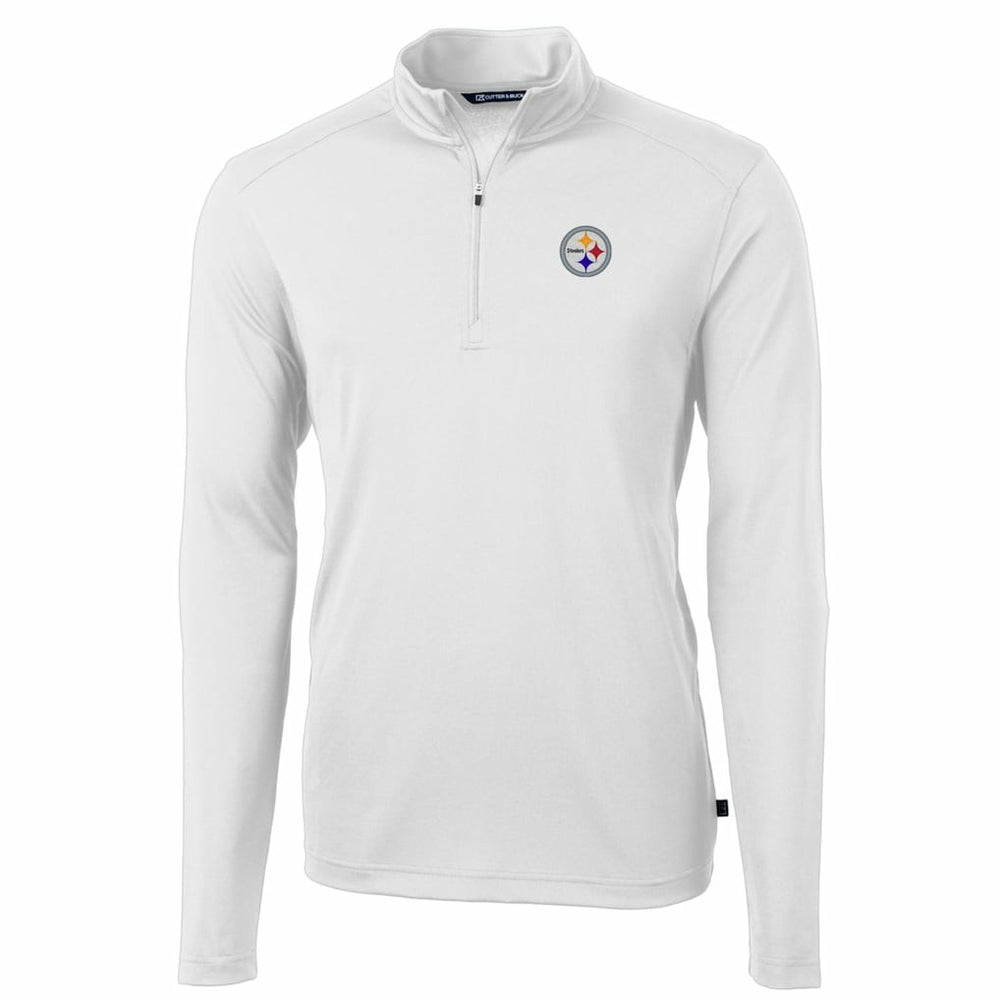 Pittsburgh Steelers Cutter & Buck Big & Tall Virtue Eco Pique Quarter-Zip Pullover Jacket - White for sale