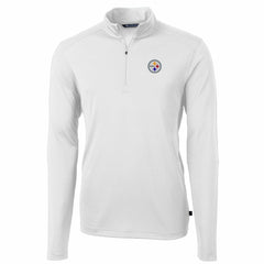Pittsburgh Steelers Cutter & Buck Big & Tall Virtue Eco Pique Quarter-Zip Pullover Jacket - White for sale