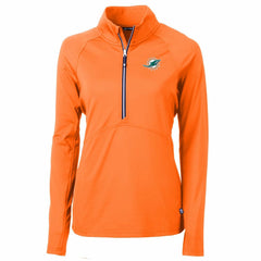 Miami Dolphins Cutter & Buck Women's Adapt Eco Knit Stretch Recycled Half-Zip Pullover Top - Orange outlet