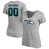 Seattle Seahawks Women's Team Authentic Custom V-Neck T-Shirt - Gray cheap