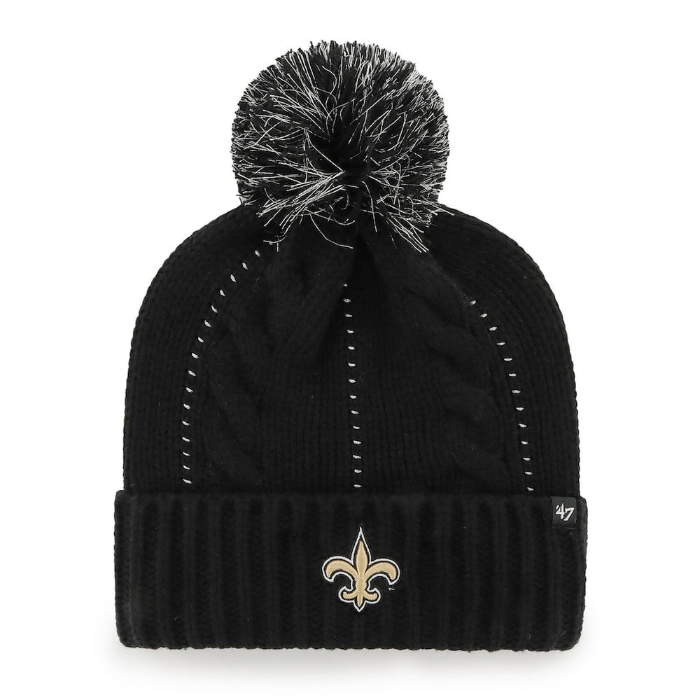 New Orleans Saints '47 Women's Bauble Cuffed Knit Hat with Pom - Black discount