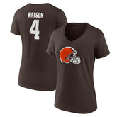 Deshaun Watson Cleveland Browns Women's Player Icon Name & Number V-Neck T-Shirt - Brown online