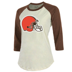 Deshaun Watson Cleveland Browns Majestic Threads Women's Player Name & Number Tri-Blend Three-Quarter Sleeve T-Shirt - Cream outlet