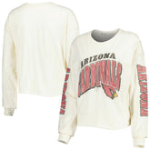 Arizona Cardinals '47 Women's Brush Back Parkway Cropped Lightweight Long Sleeve T-Shirt - Cream for sale