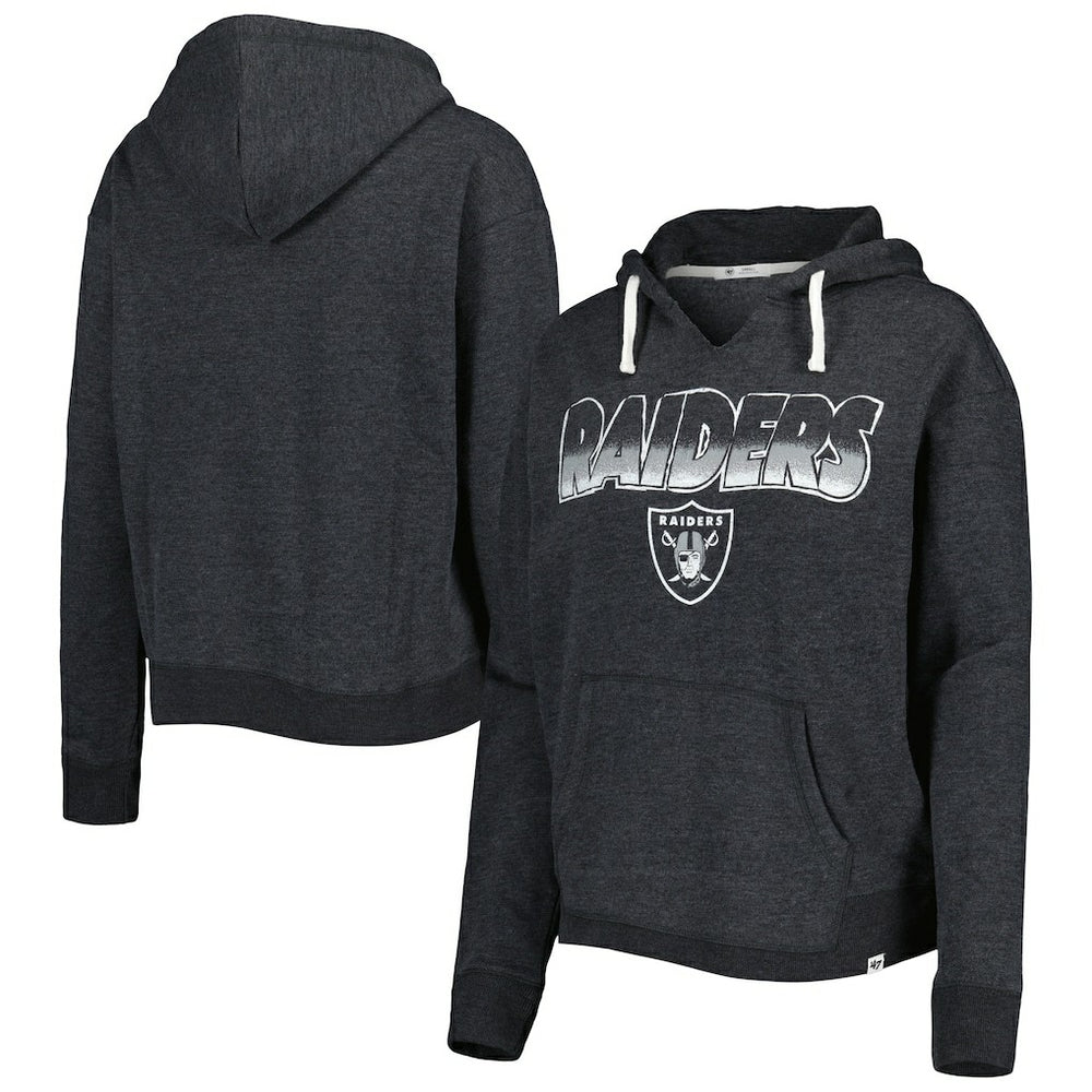 Las Vegas Raiders '47 Women's Color Rise Kennedy Notch Neck Pullover Hoodie - Black for sale