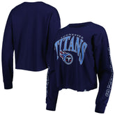 Tennessee Titans '47 Women's Skyler Parkway Cropped Long Sleeve T-Shirt - Navy sale