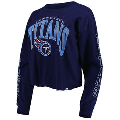 Tennessee Titans '47 Women's Skyler Parkway Cropped Long Sleeve T-Shirt - Navy sale