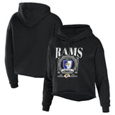 Los Angeles Rams WEAR by Erin Andrews Women's Cropped Sponge Fleece Pullover Hoodie - Black outlet