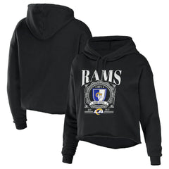 Los Angeles Rams WEAR by Erin Andrews Women's Cropped Sponge Fleece Pullover Hoodie - Black outlet