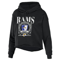 Los Angeles Rams WEAR by Erin Andrews Women's Cropped Sponge Fleece Pullover Hoodie - Black outlet