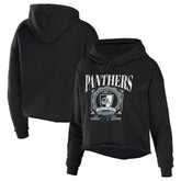 Carolina Panthers WEAR by Erin Andrews Women's Cropped Sponge Fleece Pullover Hoodie - Black discount