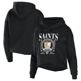 New Orleans Saints WEAR by Erin Andrews Women's Cropped Sponge Fleece Pullover Hoodie - Black online