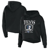Tennessee Titans WEAR by Erin Andrews Women's Cropped Sponge Fleece Pullover Hoodie - Black for sale