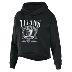 Tennessee Titans WEAR by Erin Andrews Women's Cropped Sponge Fleece Pullover Hoodie - Black for sale