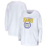 Los Angeles Rams WEAR by Erin Andrews Women's Oversized Pullover Sweatshirt - White on sale