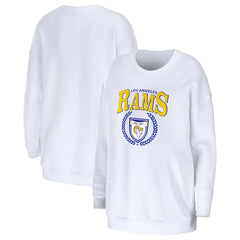 Los Angeles Rams WEAR by Erin Andrews Women's Oversized Pullover Sweatshirt - White on sale