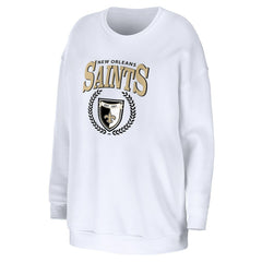 New Orleans Saints WEAR by Erin Andrews Women's Oversized Pullover Sweatshirt - White sale