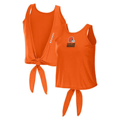 Cleveland Browns WEAR by Erin Andrews Women's Open Back Twist Tie Tank Top - Orange outlet