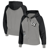 Las Vegas Raiders WEAR by Erin Andrews Women's Colorblock Lightweight Full-Zip Hoodie - Silver discount
