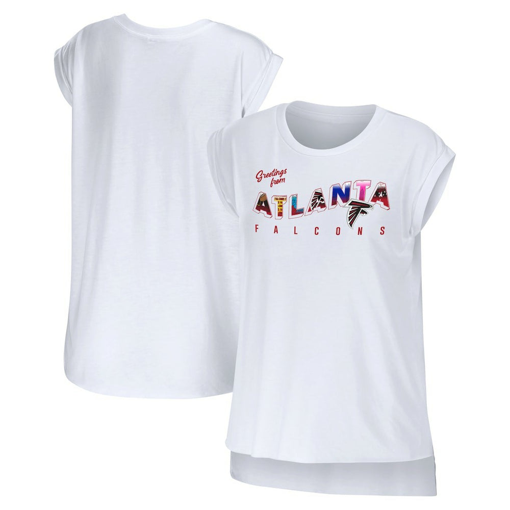 Atlanta Falcons WEAR by Erin Andrews Women's Greetings From Muscle T-Shirt - White online