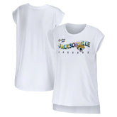 Jacksonville Jaguars WEAR by Erin Andrews Women's Greetings From Muscle T-Shirt - White discount