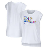 Los Angeles Rams WEAR by Erin Andrews Women's Greetings From Muscle T-Shirt - White on sale