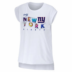 New York Giants WEAR by Erin Andrews Women's Greetings From Muscle T-Shirt - White cheap