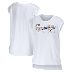 Pittsburgh Steelers WEAR by Erin Andrews Women's Greetings From Muscle T-Shirt - White cheap