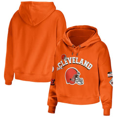 Cleveland Browns WEAR by Erin Andrews Women's Modest Cropped Pullover Hoodie - Orange sale