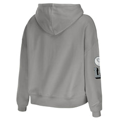Las Vegas Raiders WEAR by Erin Andrews Women's Modest Cropped Pullover Hoodie - Gray for sale