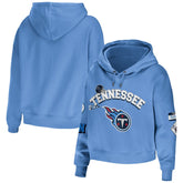 Tennessee Titans WEAR by Erin Andrews Women's Modest Cropped Pullover Hoodie - Light Blue discount