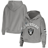 Las Vegas Raiders WEAR by Erin Andrews Women's Plus Size Modest Cropped Pullover Hoodie - Gray for sale