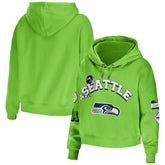 Seattle Seahawks WEAR by Erin Andrews Women's Plus Size Modest Cropped Pullover Hoodie - Neon Green discount