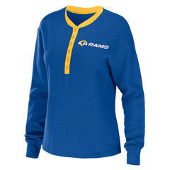 Los Angeles Rams WEAR by Erin Andrews Women's Waffle Henley Long Sleeve T-Shirt - Royal sale