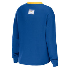 Los Angeles Rams WEAR by Erin Andrews Women's Waffle Henley Long Sleeve T-Shirt - Royal sale